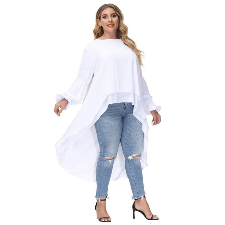 White plus size hot sale high low top