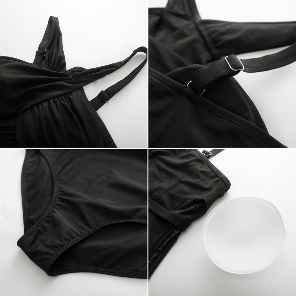 HN Women Plus Size Ruched Bathing Suit Padded Halterneck Swimwear - Hanna Nikole