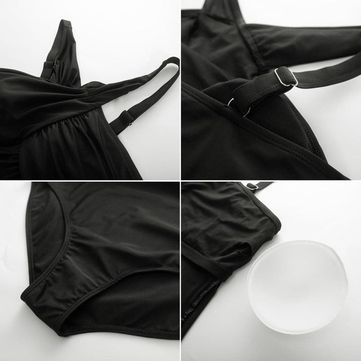 HN Women Plus Size Ruched Bathing Suit Padded Halterneck Swimwear - Hanna Nikole