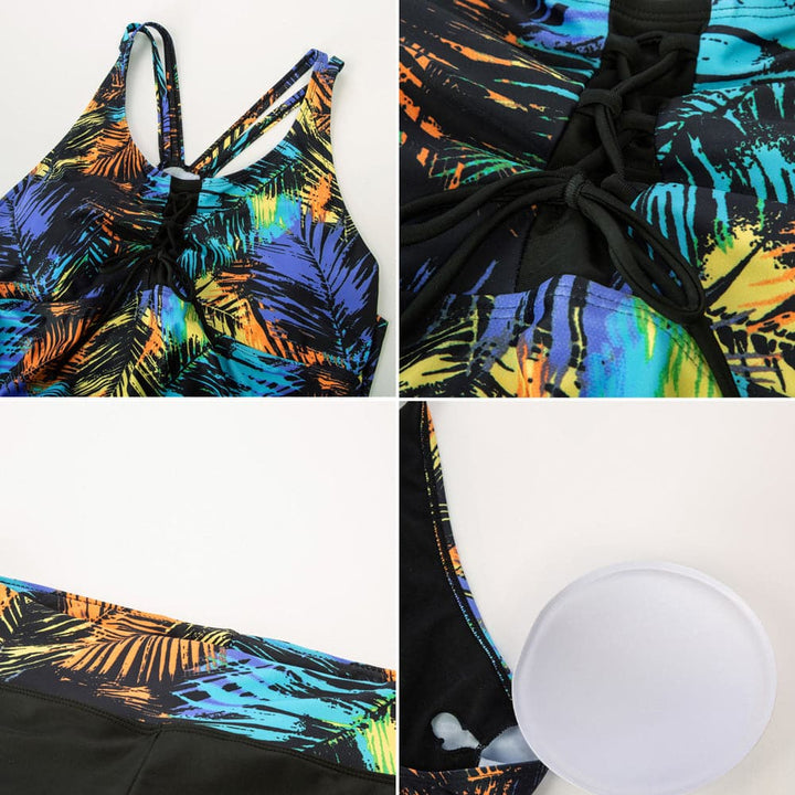 Multi Athletic Elastic waist Tankini Set - Hanna Nikole