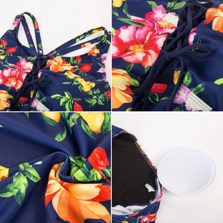 Multi Athletic Elastic waist Tankini Set - Hanna Nikole
