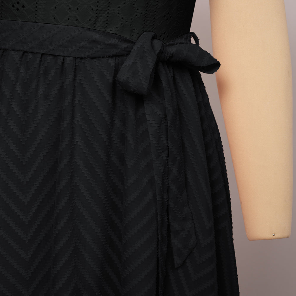 Women Plus Size Contrast Fabric Dress Short Sleeve Crew Neck Dress - Hanna Nikole